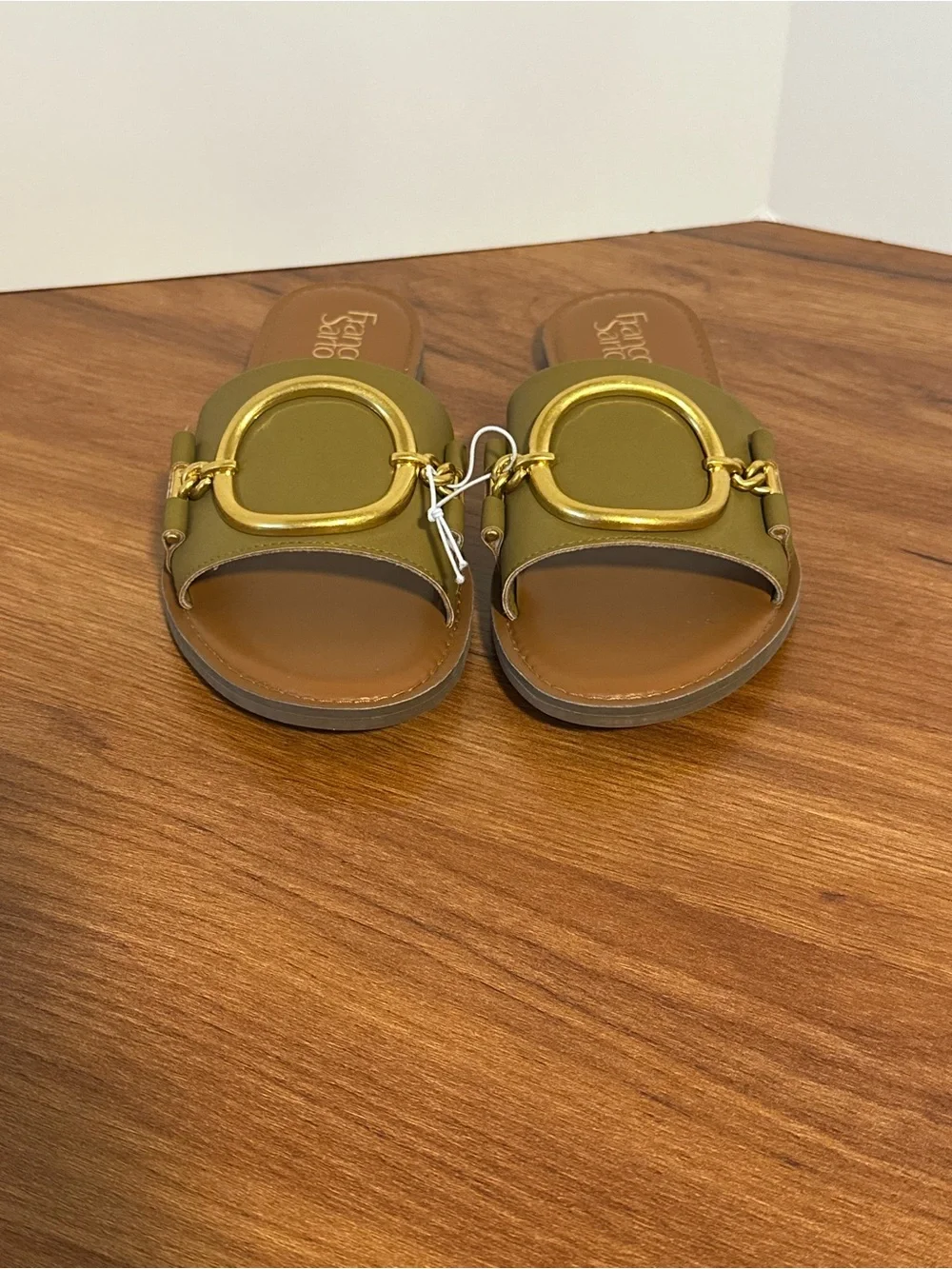 Franco Sarto Green & Gold Flat Sandal